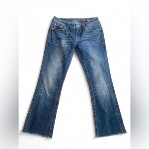Women's Miss Me Jeans Size 30 Bootcut Raw Hem Denim Y2K Style JW530787